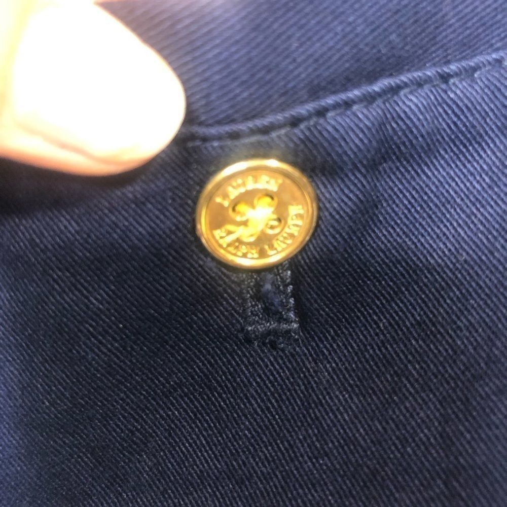 Lauren Ralph Lauren Navy Khaki Shorts Gold Buttons - Picture 5 of 8